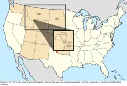 Map of the change to the United States in Central North America on February 17, 1873