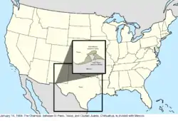 Map of the change to the United States in central North America on January 14, 1964