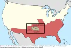 Map of the change to the international disputes involving the United States in central North America on December 31, 1861