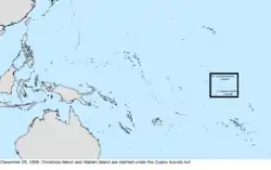 Map of the change to the United States in the Pacific Ocean on December 29, 1859