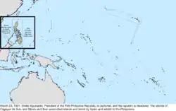 Map of the change to the United States in the Pacific Ocean on March 23, 1901