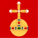 In the flag of Uppsala, the globe of the globus cruciger is stylized as a T-and-O map,