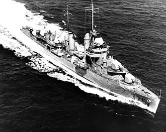 The USS Downes while underway during the later 1930s