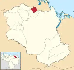 Location of Acosta Municipality in Monagas