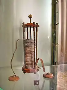 A voltaic pile on display in the museum