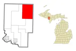 Location within Dickinson County