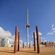 View of the i360 from the site of the former West Pier