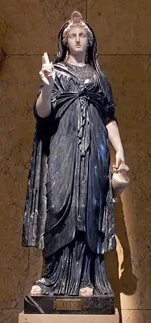 Roman black and white marble statue of Isis