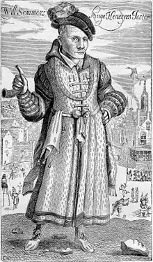 17th-century engraving of Will Sommers, Henry VIII's jester