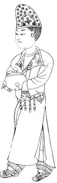 Tang dynasty woman wearing kuapao, a hufu-style fashion.