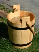 A wooden bucket