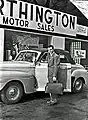 Taking delivery of a new car, 1947.