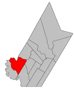 Location within York County, New Brunswick.