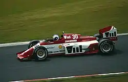 The Zakspeed 841 being driven by Jonathan Palmer at the 1985 German Grand Prix.