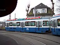 A single-section Tram 2000 Pony car