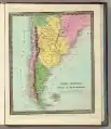 US map 1835: Chilean West-Patagonia. East-Patagonia and Tierra del Fuego are Res nullius.